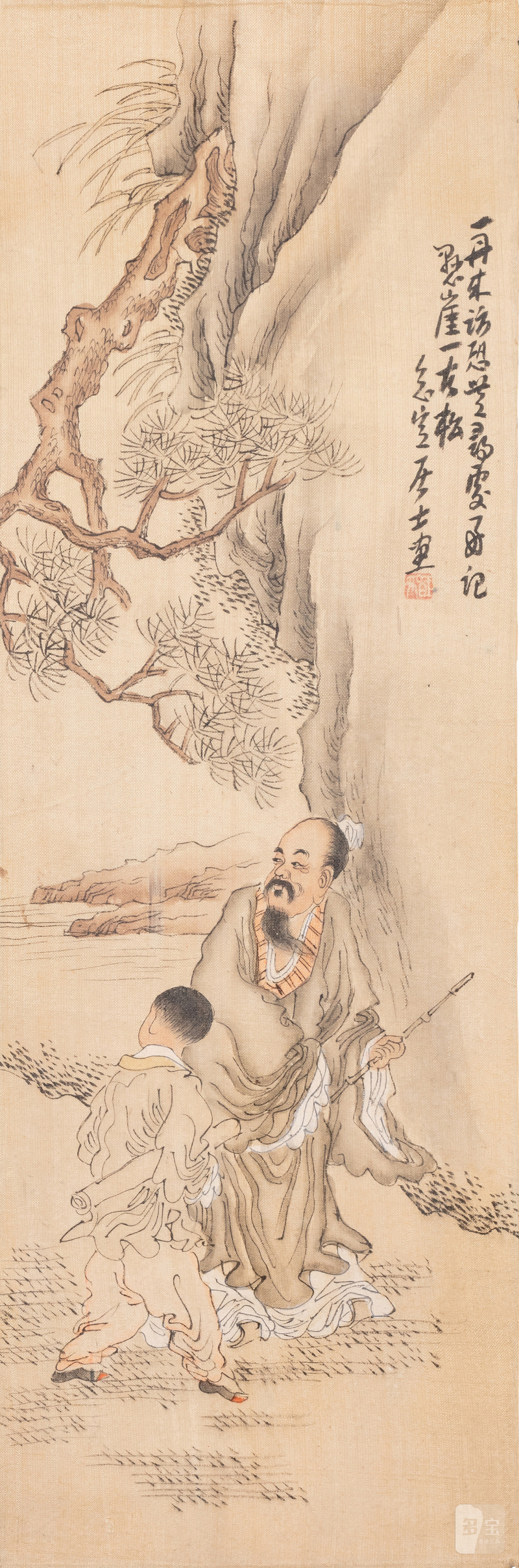 清 書畫一組三幀 設色絹本 - 图6